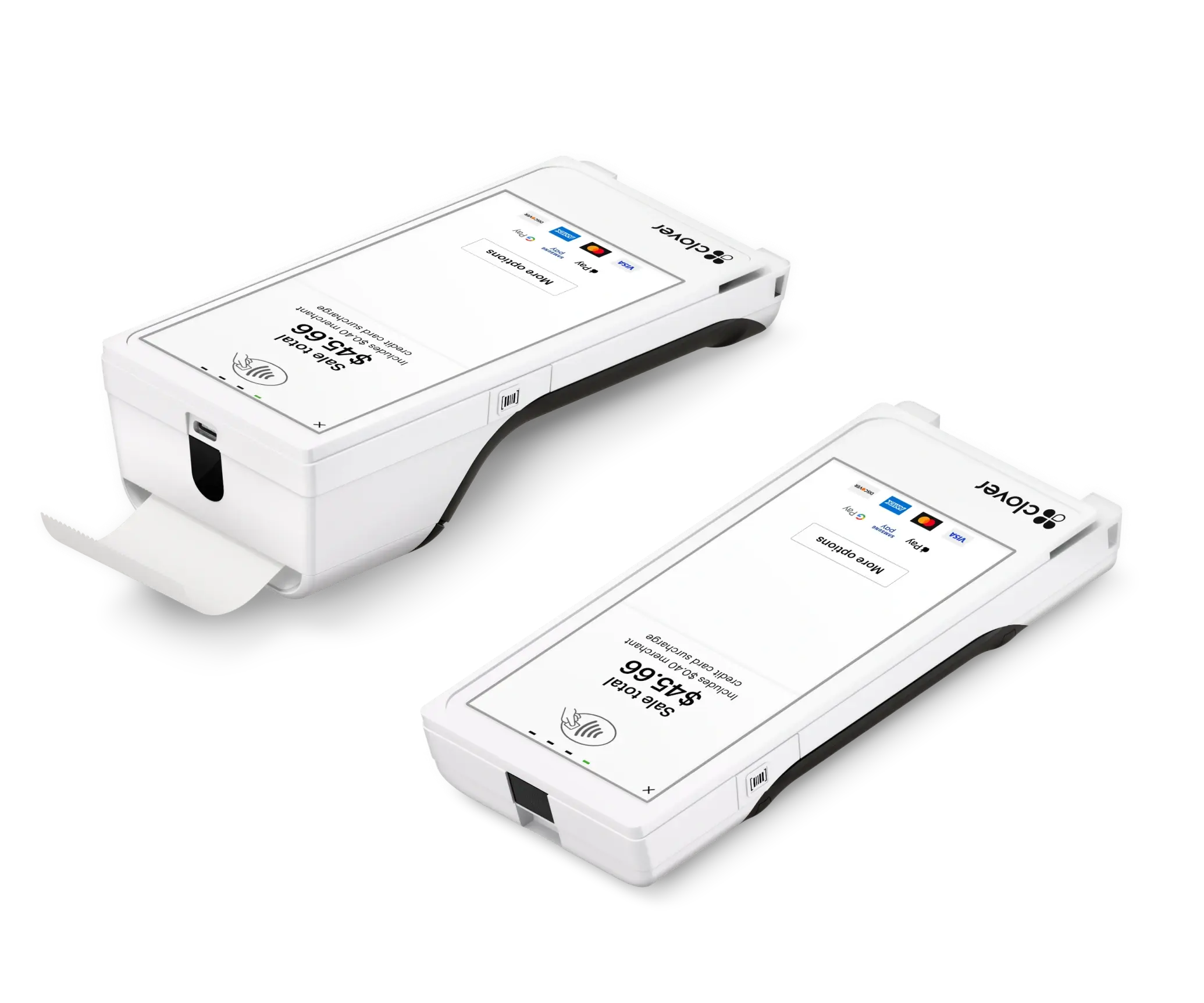 Clover Flex handheld POS terminal shown from the front and back