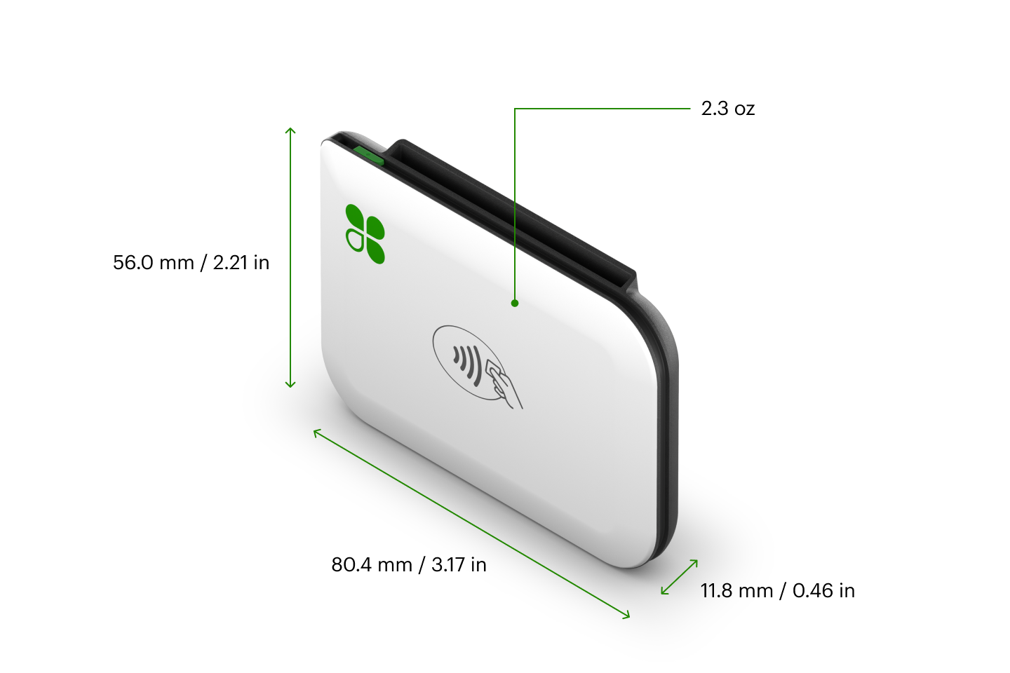 Clover Go reader diagram showing the card reader and phone pairing