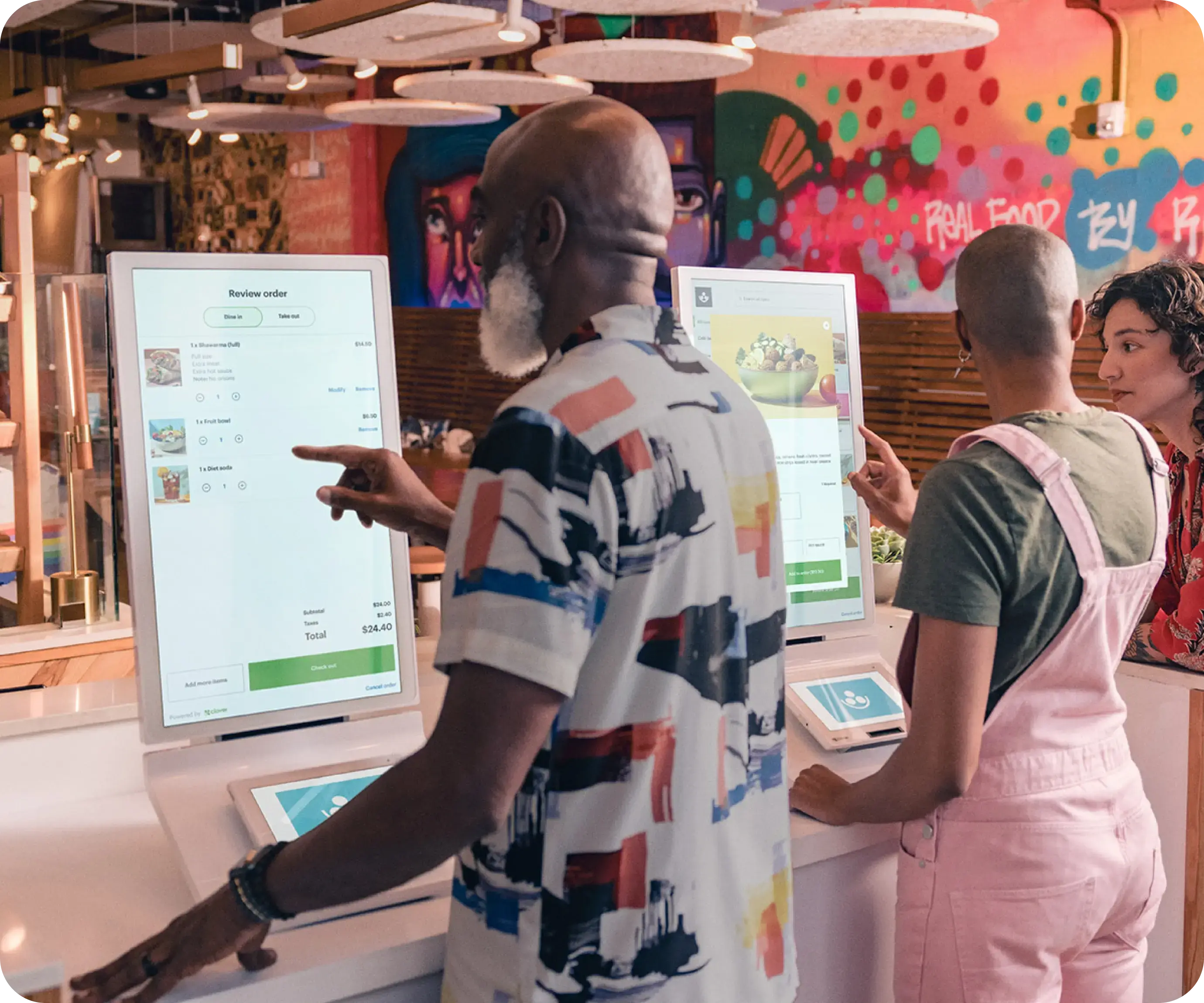 A Clover handheld payment setup prepared for mobile checkout